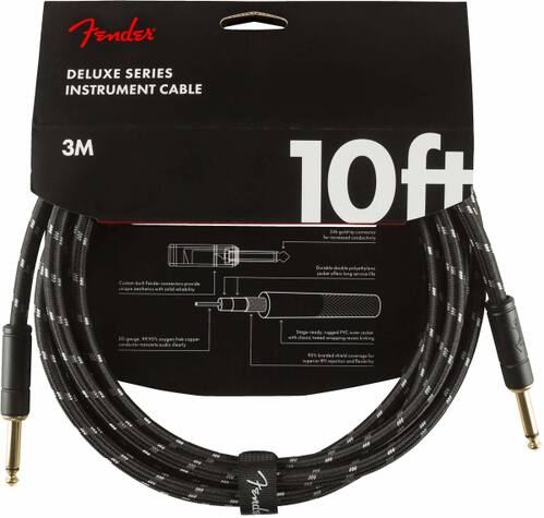 FENDER DELUXE 10' INST CBL BTWD - Инструментальный кабель, черный твид, 10' (3,05 м)