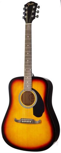 FENDER FA-125 DREADNOUGHT, SB WN - Акустическая гитара с чехлом, цвет санберст