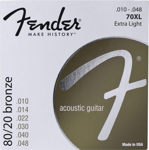 FENDER STRINGS NEW ACOUSTIC 70XL 80/20 BRNZ BALL END 10-48 - Струны для акустической гитары, бронза