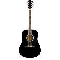 FENDER FA-125 DREADNOUGHT, BLACK WN - Акустическая гитара с чехлом, цвет черный