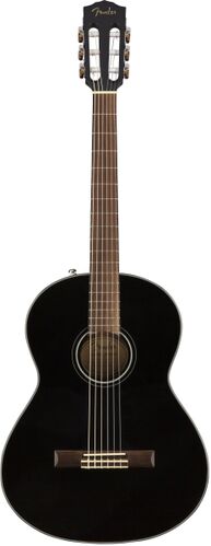 FENDER CN-60S NYLON, BLACK WN - Классическая гитара, топ массив ели, цвет черный