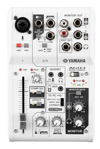 YAMAHA AG03- Микшерный пульт, 1 мик./лин. вх., 1 стер., 1 AUX, D-PRE предусилители, USB Audio, DSP