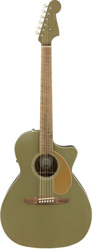 FENDER NEWPORTER PLAYER OLIVE SATIN - Электроакустическая гитара, цвет зеленый
