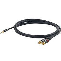 PROEL CHLP215LU15 - Инсертный кабель, 3.5 джек стерео <-> 2 х RCA (папа),  длина - 1.5м